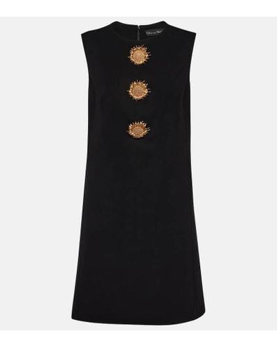Oscar de la Renta Embellished Wool-blend Minidress - Black