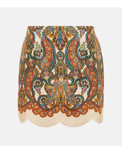 Zimmermann Ottie Paisley Linen Miniskirt - Metallic
