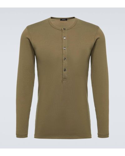 Tom Ford Cotton-blend Jersey Henley Shirt - Green