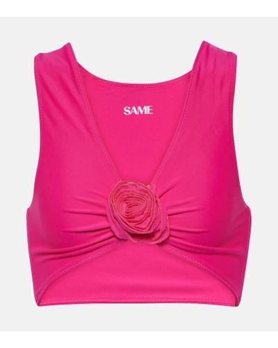SAME Rose Floral-applique Bikini Top - Pink