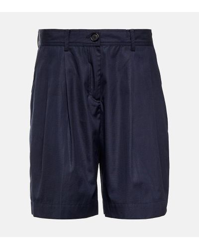 Totême High-rise Cotton Bermuda Shorts - Blue
