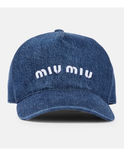 Miu Miu Casquette en jean a logo - Bleu