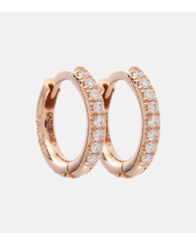 Ileana Makri New Mini Hoops 18kt Rose Gold Earrings With Diamonds - White