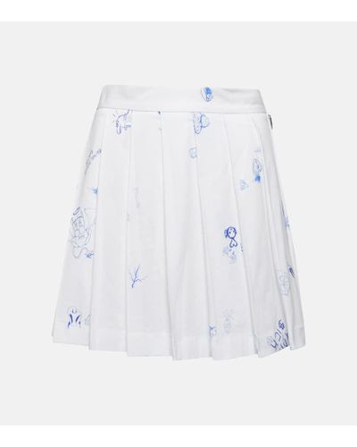 Vetements Minifalda de algodon estampada plisada - Blanco