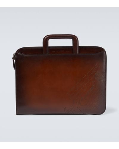 Berluti Lift Ii Scritto Leather Briefcase - Brown