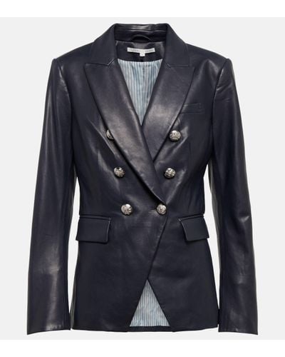 Veronica Beard Leather Jacket - Blue