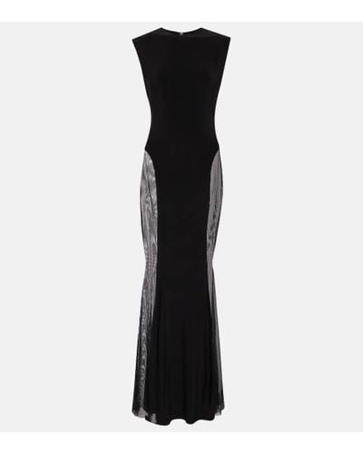 Norma Kamali Paneled Jersey And Mesh Maxi Dress - Black