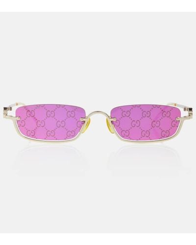 Gucci Gafas de sol rectangulares con GG - Rosa