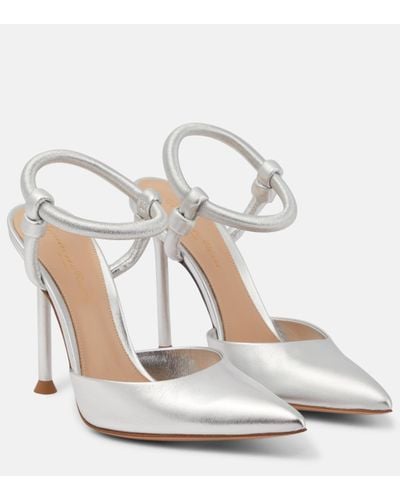 Gianvito Rossi Juno D'orsay 105 Metallic Leather Court Shoes - White