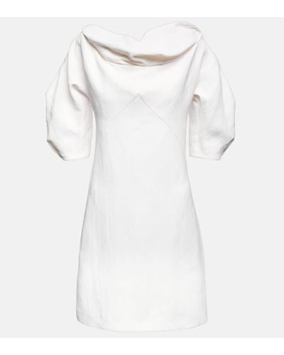 Jil Sander Minikleid aus einem Leinengemisch - Weiß