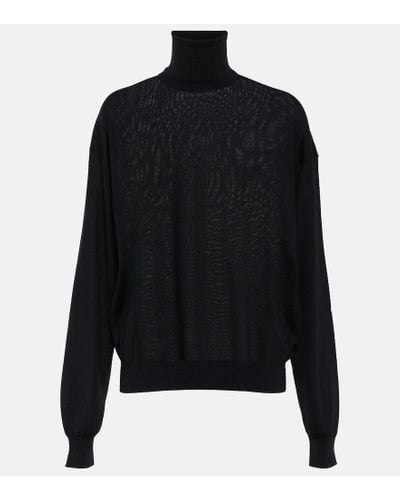 Saint Laurent Virgin Wool Turtleneck Sweater - Black