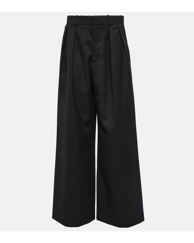 Wardrobe NYC Pantalones anchos de lana virgen con tiro bajo - Negro