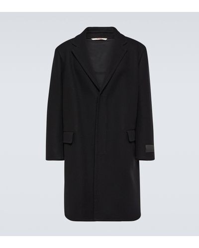 Valentino Single-breasted Wool-blend Coat - Black