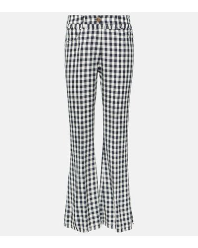 Etro Gingham Flared Trousers - White