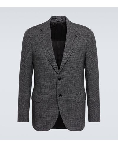 Lardini Checked Wool-blend Blazer - Black