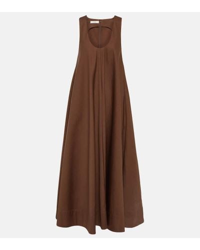 Co. Tton And Silk Midi Dress - Brown