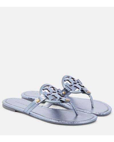 Tory Burch Miller Python-effect Leather Thong Sandals - White