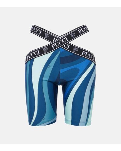 Emilio Pucci Printed Biker Shorts - Blue