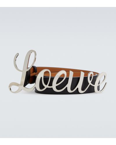 Loewe Cinturon de piel con logo - Blanco