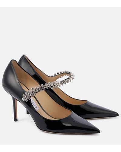 Jimmy Choo Bing 85 Embellished Patent Leather Court Shoes - Black