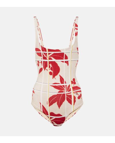 Loro Piana Floral Swimsuit - Red
