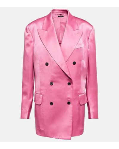 Tom Ford Doppelreihiger Blazer aus Satin - Pink