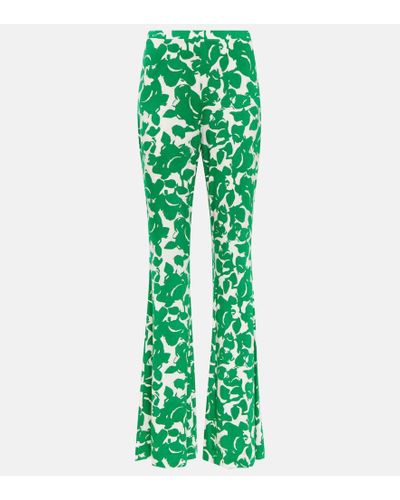 Diane von Furstenberg Pantaloni flared Brooklyn con stampa - Verde