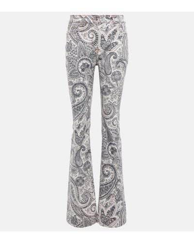 Etro Paisley Printed Flared Jeans - Gray