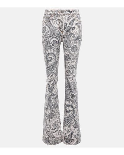 Etro Jeans flared en mezcla de algodon estampados - Gris