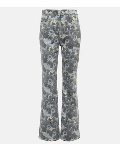 Ganni Printed Flare Jeans - Gray