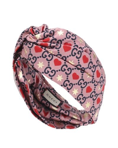 Gucci Bedrucktes Haarband aus Seide - Pink
