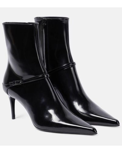 Saint Laurent Hacker 70 Leather Ankle Boots - Black