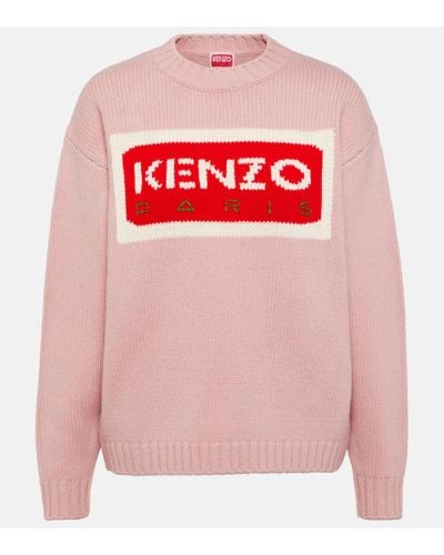 KENZO Jersey de lana con logo - Rosa