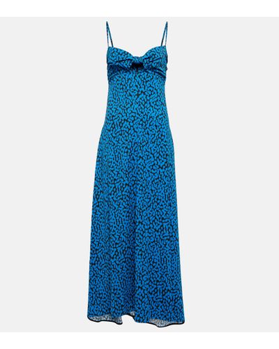 Proenza Schouler Robe longue imprimee - Bleu