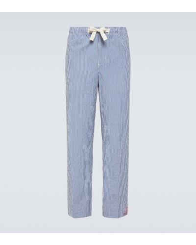 Orlebar Brown Alex Striped Cotton-blend Trousers - Blue