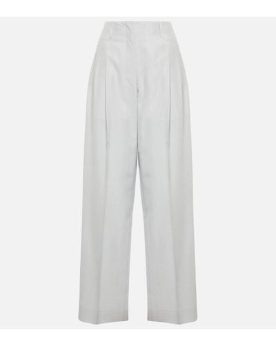 The Row Pantalon Gaugin a taille haute en soie - Blanc