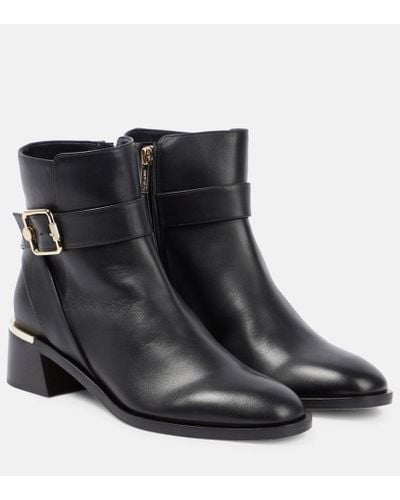 Jimmy Choo Clarice 45 Leather Heeled Ankle Boots - Black