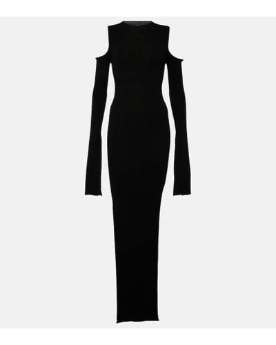 Rick Owens Knitted Virgin Wool Maxi Dress - Black