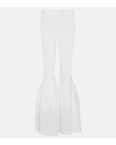 Alaïa Waffle-knit Flared Trousers - White