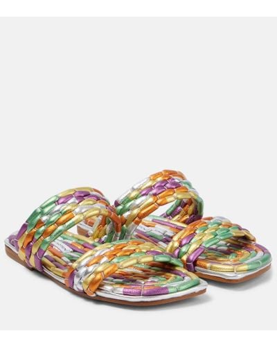 Dries Van Noten Sandalen aus Metallic-Leder - Gelb