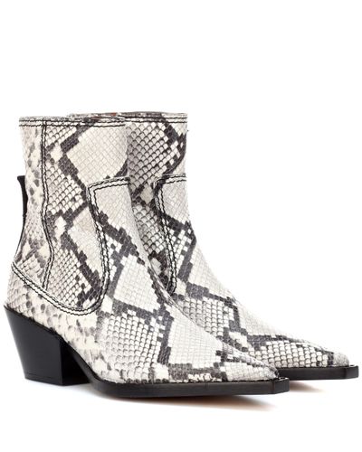 JOSEPH Printed Leather Ankle Boots - White