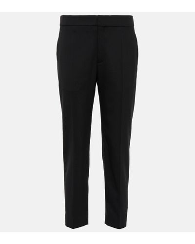 Chloé Mid-rise Cropped Wool-blend Trousers - Black