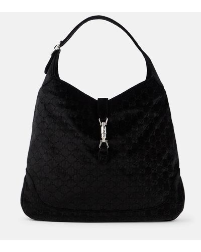 Gucci Jackie 1961 Large Velvet Shoulder Bag - Black