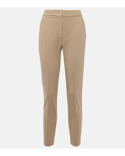 Max Mara Pegno Jersey Cropped Slim Trousers - Natural