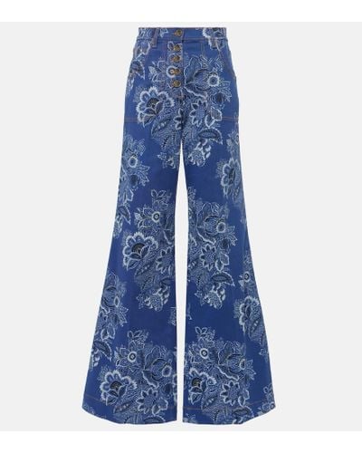 Etro Floral High-rise Flared Jeans - Blue