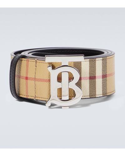 Burberry Tb Monogram Faux Leather Belt - Metallic