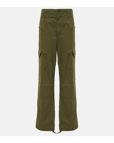 Saint Laurent Cassandre Cotton Twill Cargo Trousers - Green