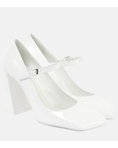 AMINA MUADDI Charlotte 95 Patent Leather Mary Jane Court Shoes - White