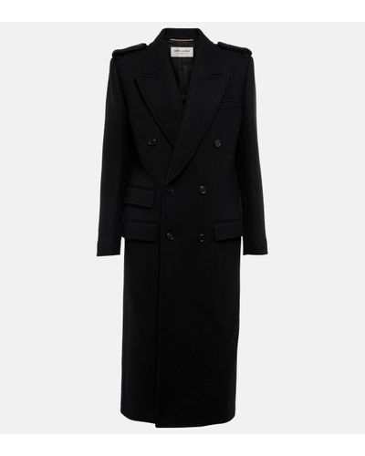 Saint Laurent Wool-blend Gabardine Coat - Black