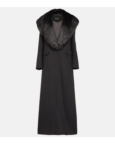 Costarellos Mantel aus einem Wollgemisch mit Faux Fur - Schwarz
